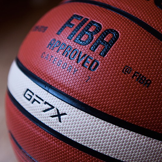close up of molten brand basketball